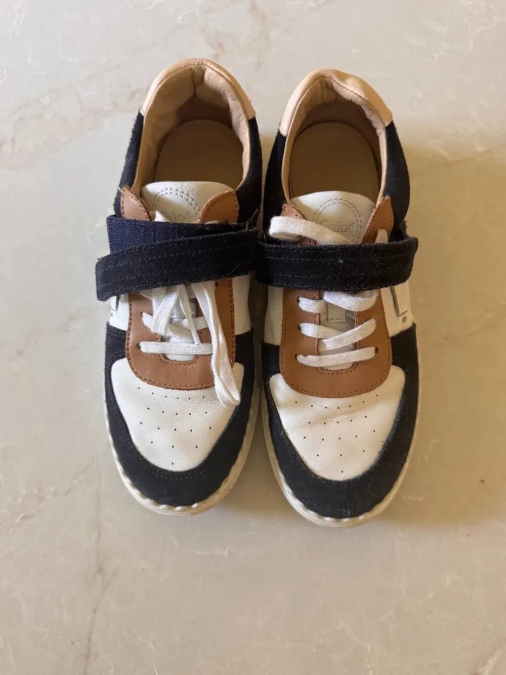 Chloé Lauren Sneakers — Black/White/Tan Colorblock Size EUR 37 (US 6.5-7)
